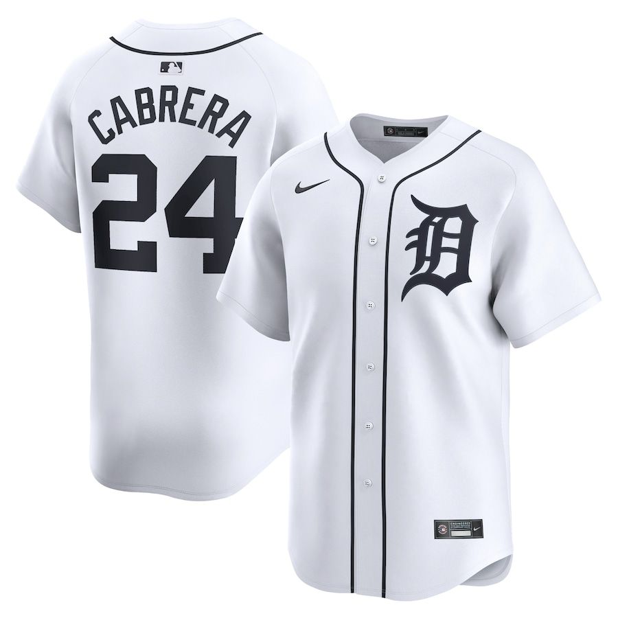 Men Detroit Tigers #24 Miguel Cabrera Nike White Home Limited Player MLB Jersey->detroit tigers->MLB Jersey